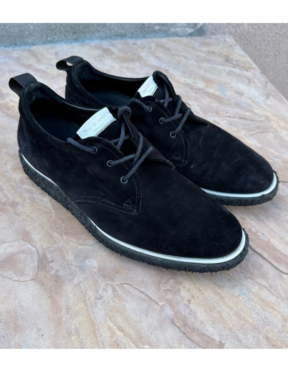 rag & bone Men's Black Suede Leather Elliott Lace-Up Oxford Shoes Size 8